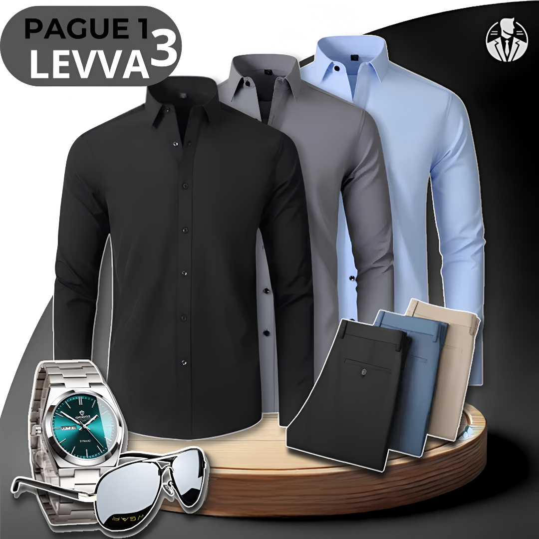 [PAGA 1, LLEVE 3] Camisas Sociales Manga Larga Bold De Seda Color Hielos + Obsequios: 3 PANTALONES, RELOJ Y ANTEOJOS