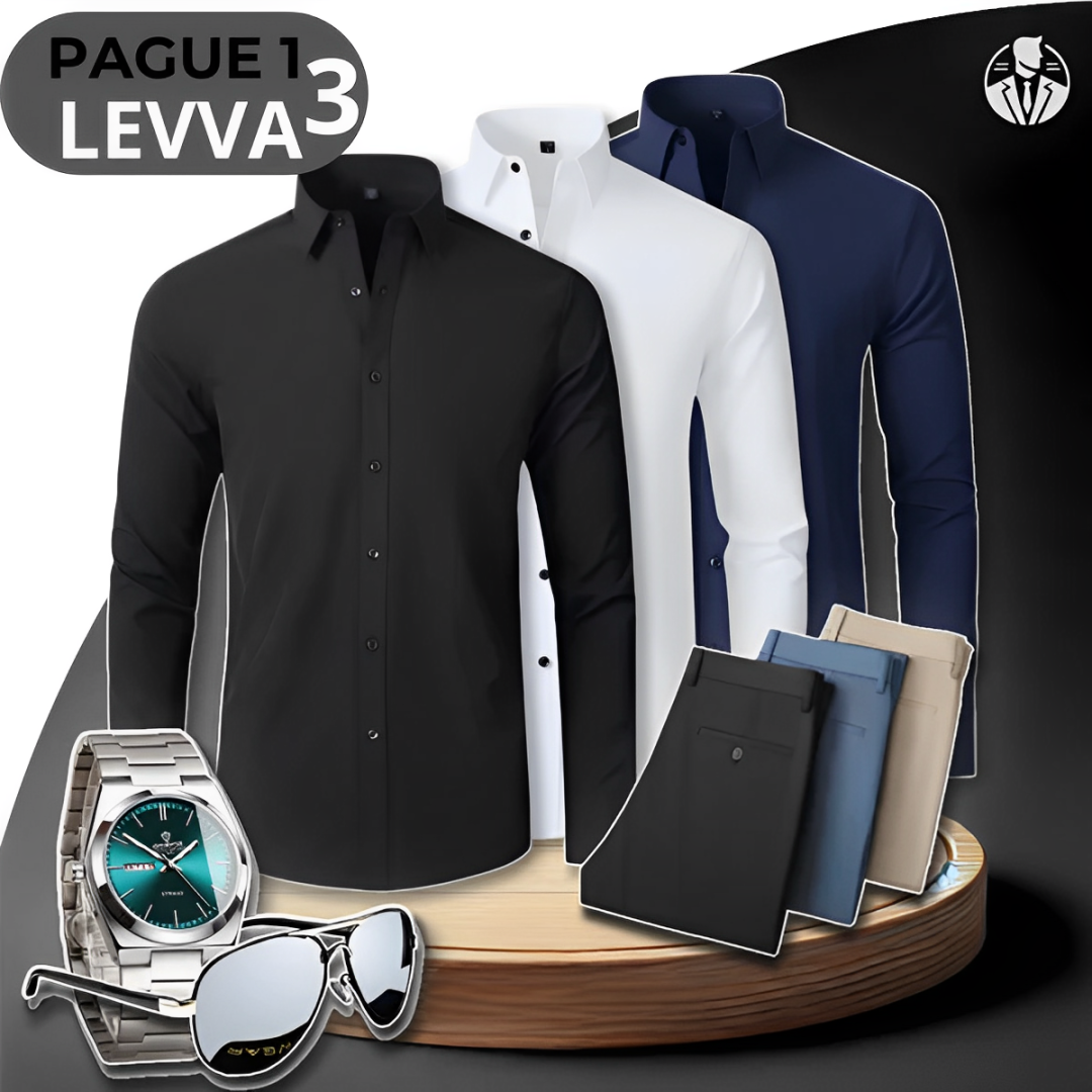 [PAGA 1, LLEVE 3] Camisas Sociales Manga Larga Bold De Seda Color Hielos + Obsequios: 3 PANTALONES, RELOJ Y ANTEOJOS